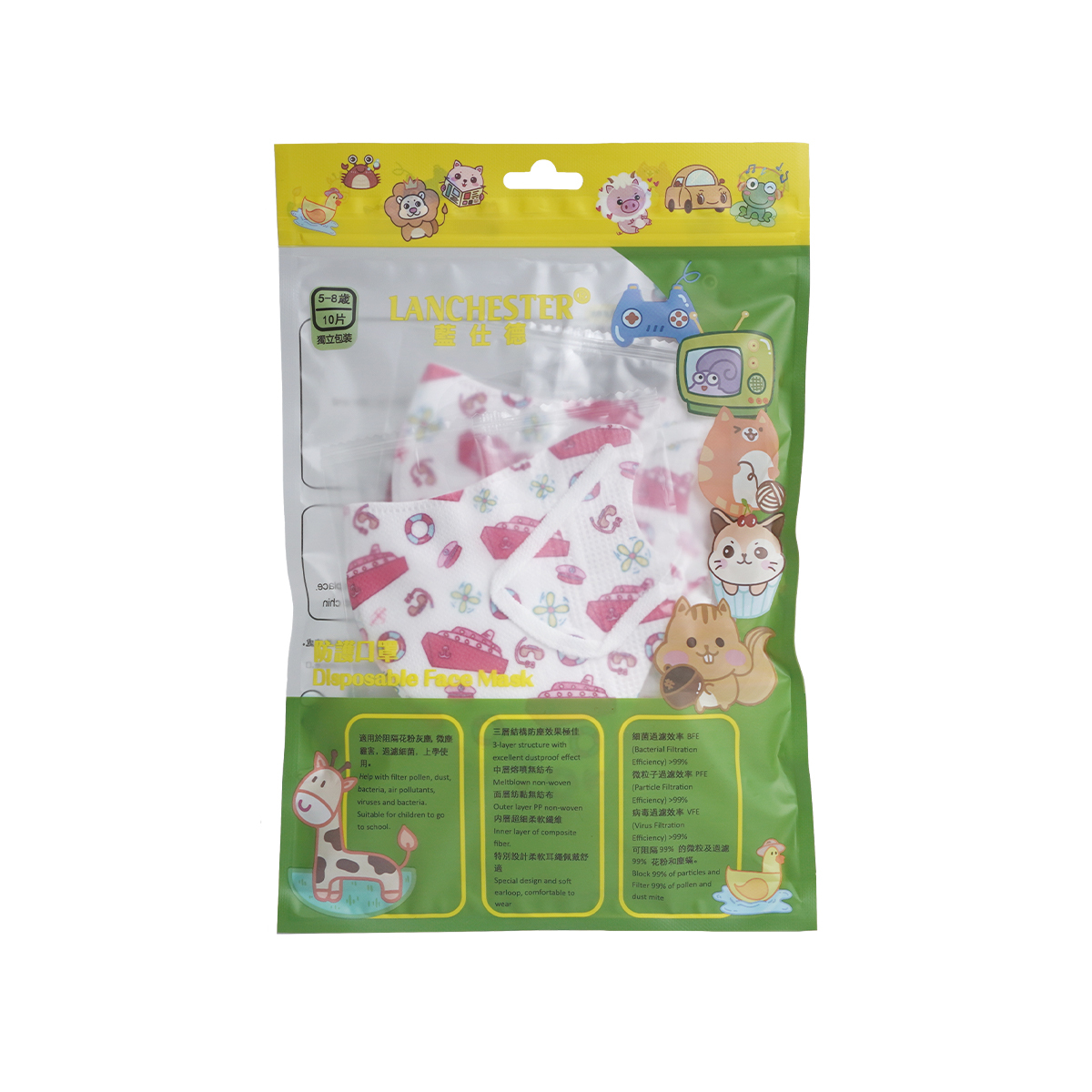 【蘭徹斯特奇遇記系列】3D立體彈力耳繩卡通口罩 (Ferry) 小童十片獨立包裝
