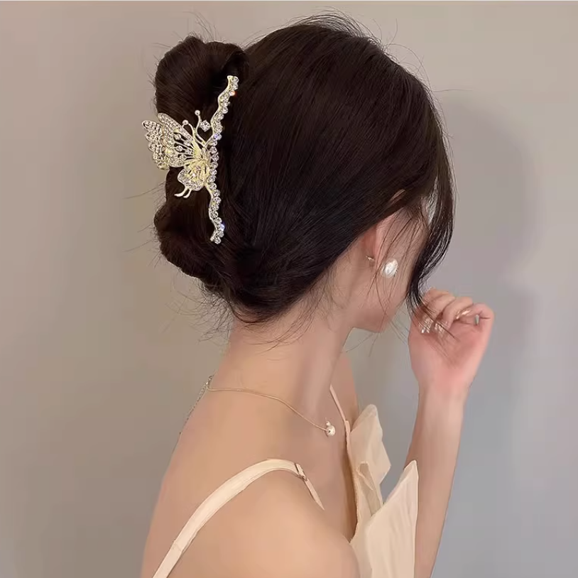 Luxurious Rhinestone Butterfly Hair Claw