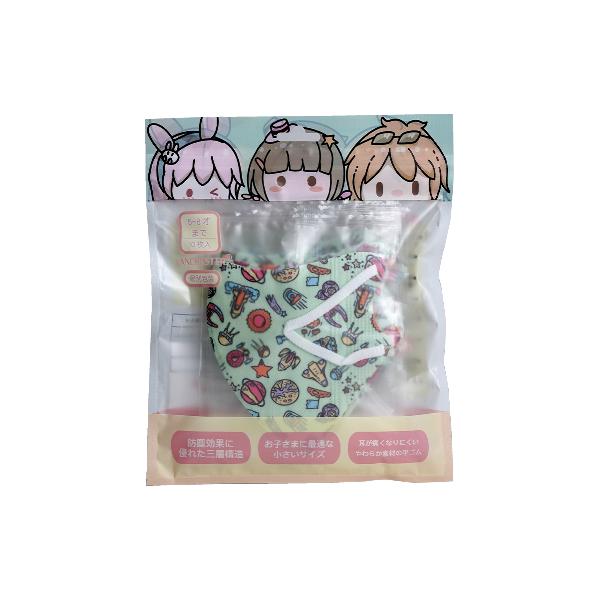 動物大派對：Lanchester 3D立體彈力耳繩卡通口罩 (Star War B) 小童十片獨立包裝