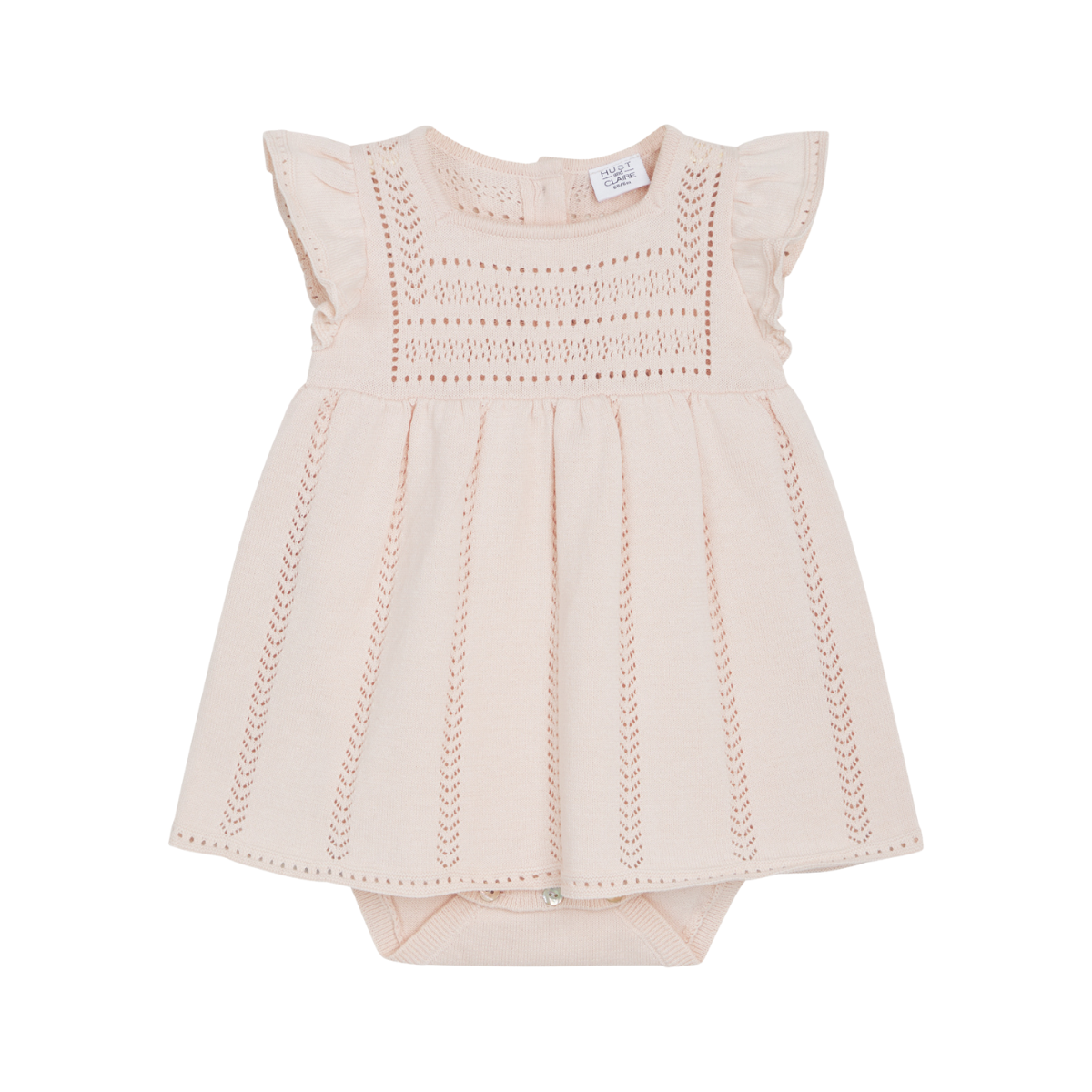 〖 Hust & Claire 〗粉色簍空針織洋裝包屁衣