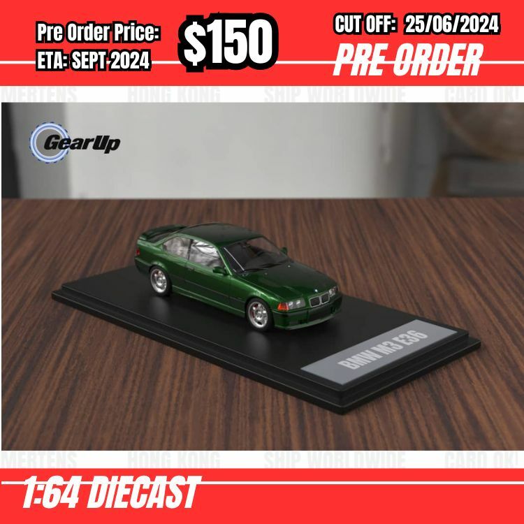 PO-$150 * Gear Up Model * 1:64 BMW M3 E36 Coupe Green [OD22/06]
