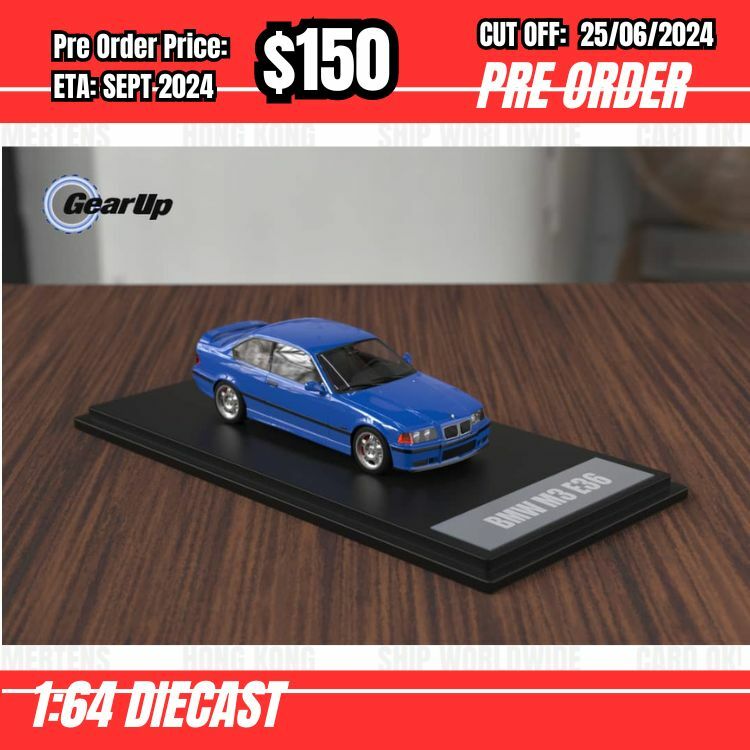 PO-$150 * Gear Up Model * 1:64 BMW M3 E36 Coupe Blue [OD22/06]