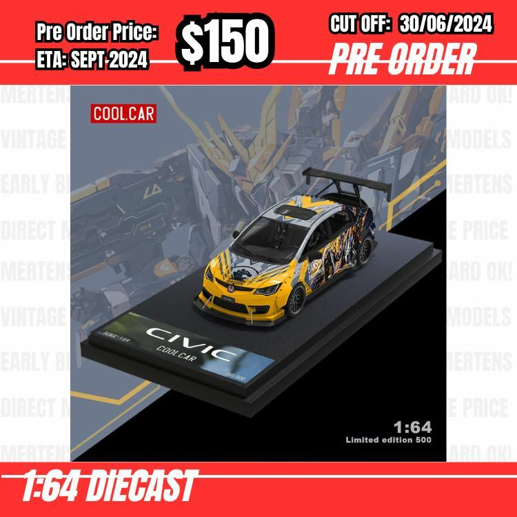 PO-$150 * Time Micro * 1:64 Honda Civic Type R FD2 Track Edition Grey Robot [OD22/06]