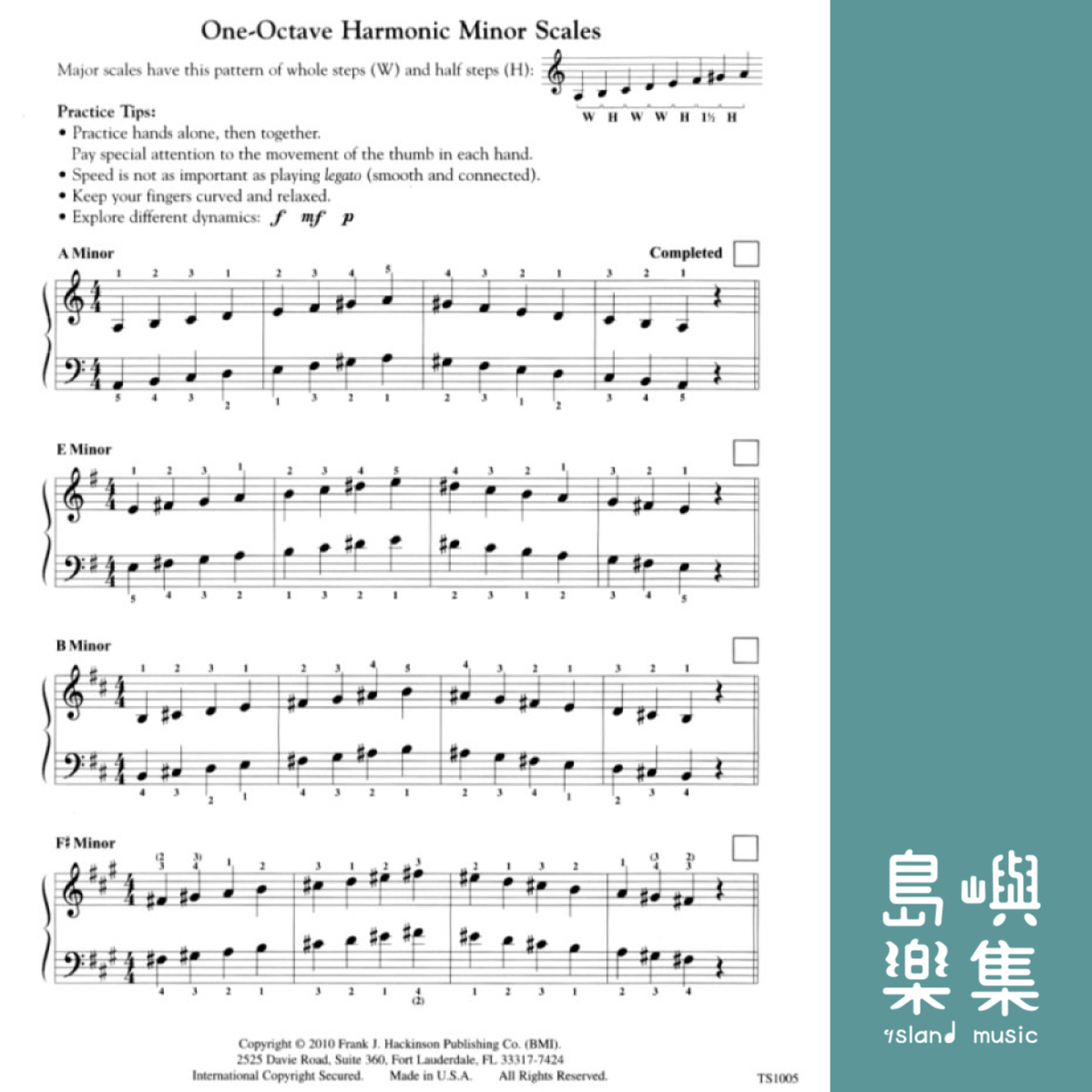 One-Octave Harmonic Minor Scales and Arpeggios