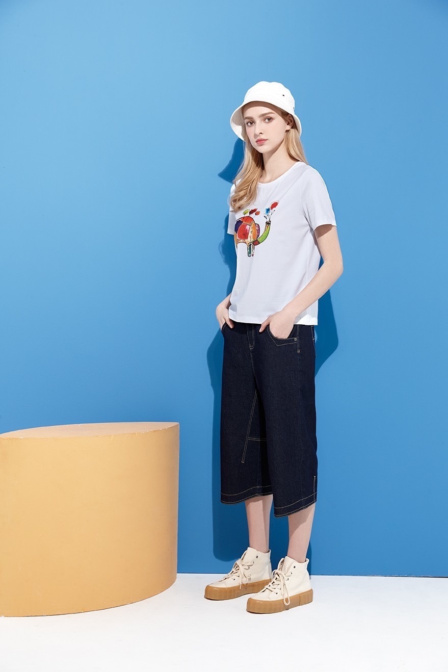 韓版創意塗鴉大象造型可愛棉T上衣U6731