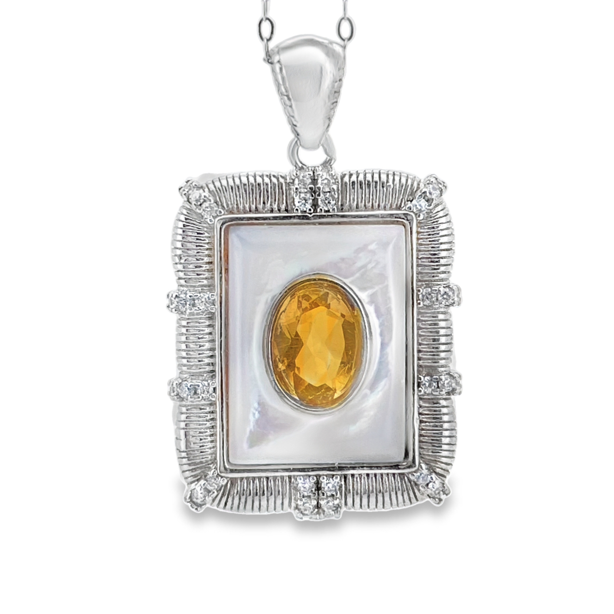 T123黃水晶相框吊墜