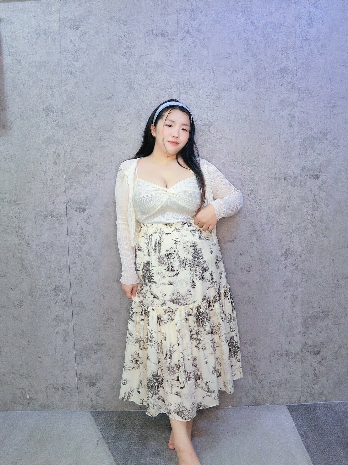 水墨青花瓷長傘裙