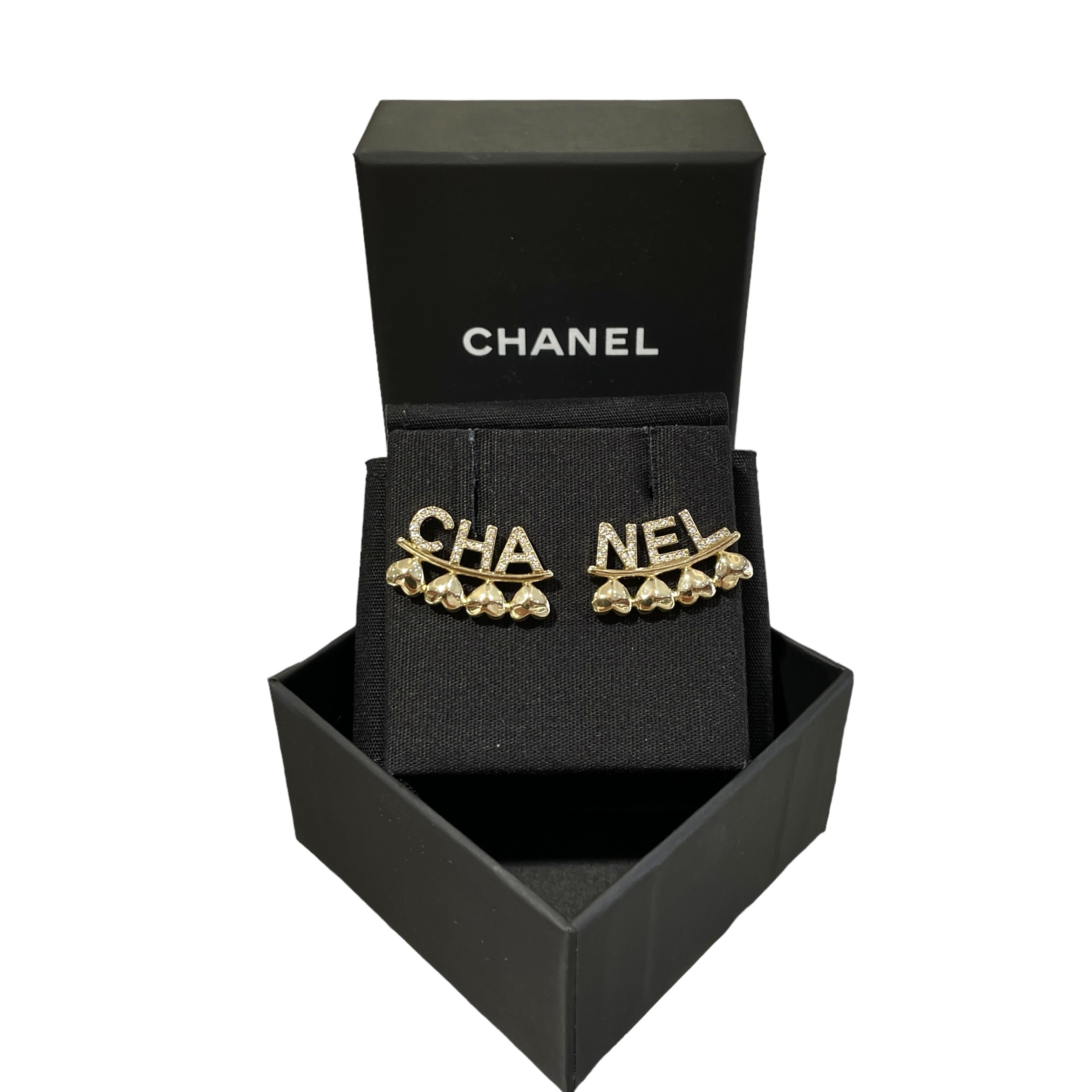 全新CHANEL耳環 ABA271 23P 淡金CHANEL字母水鑽/心心 CHANEL EARRINGS #BRAND NEW #香榭站正品