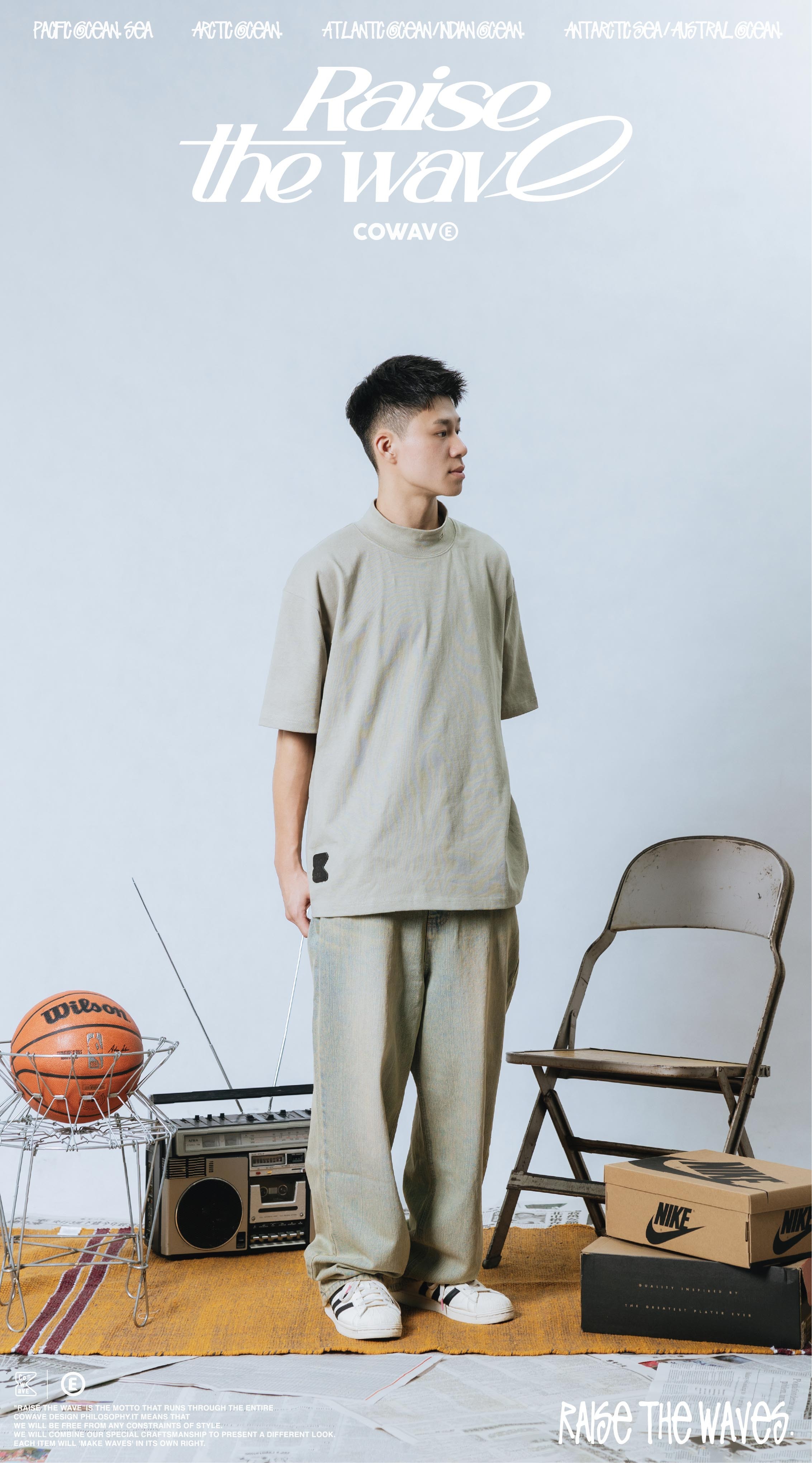 COWAVE 2024 Spring & Summer High Neck LOGO Tee