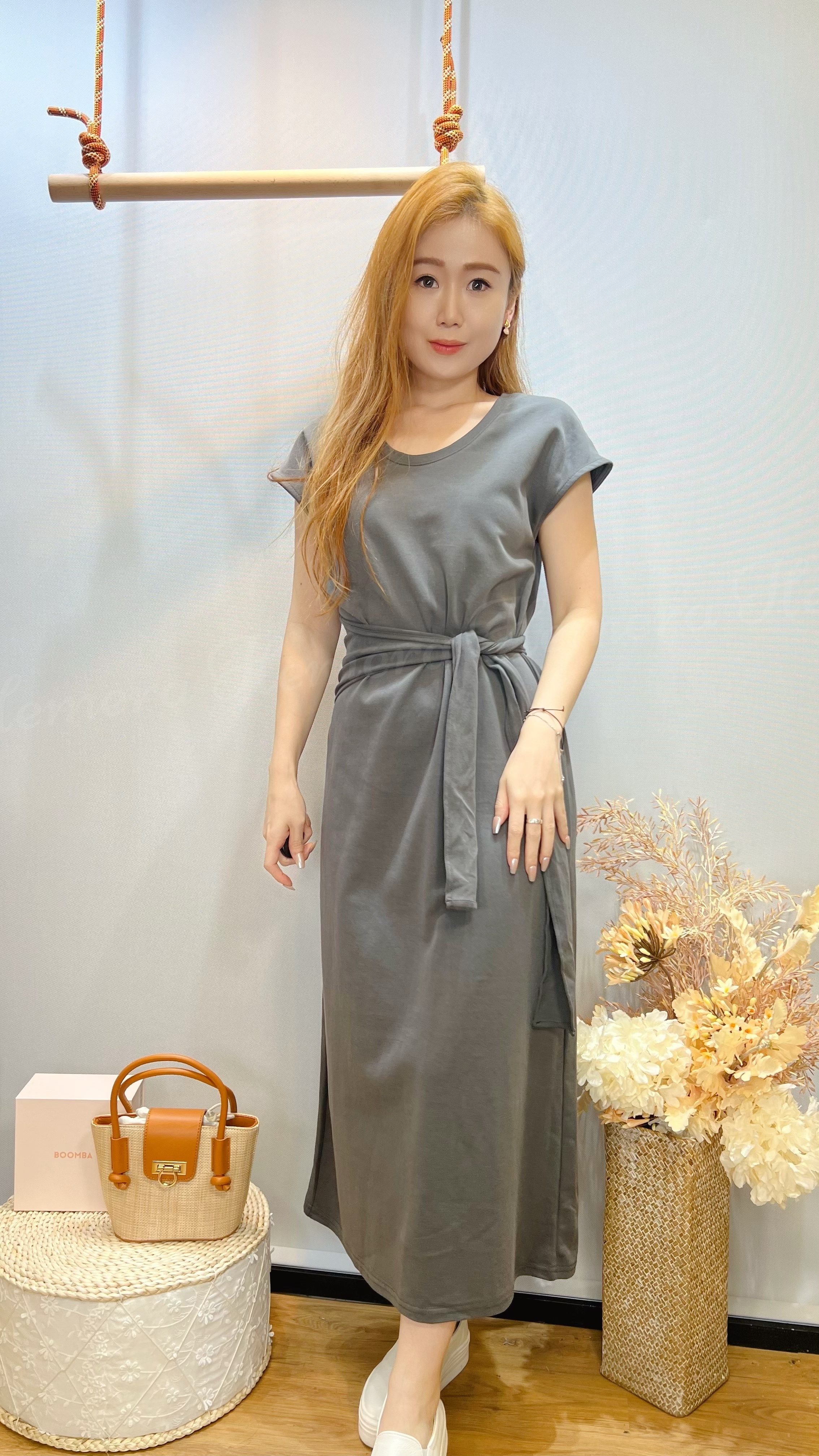 DR24S0625 顯瘦綁帶棉質連身裙