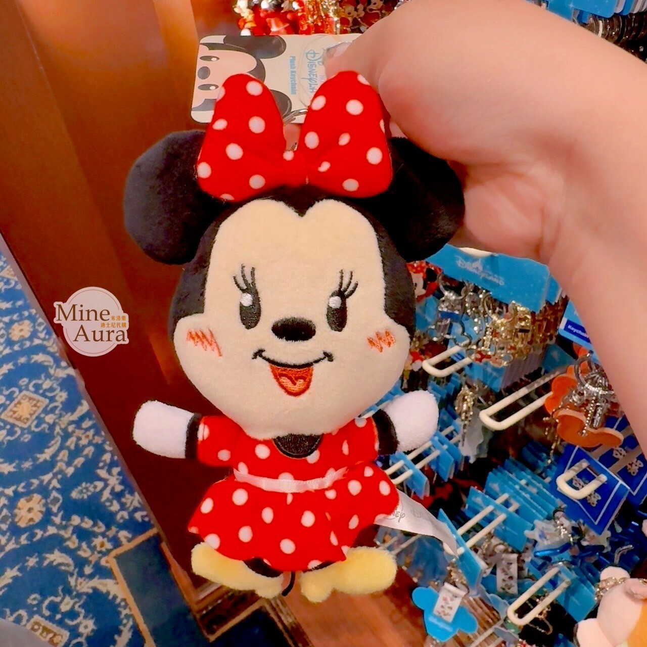Happy Days 系列 米妮 Minnie 絨毛 鑰匙圈 吊飾 -香港迪士尼樂園
