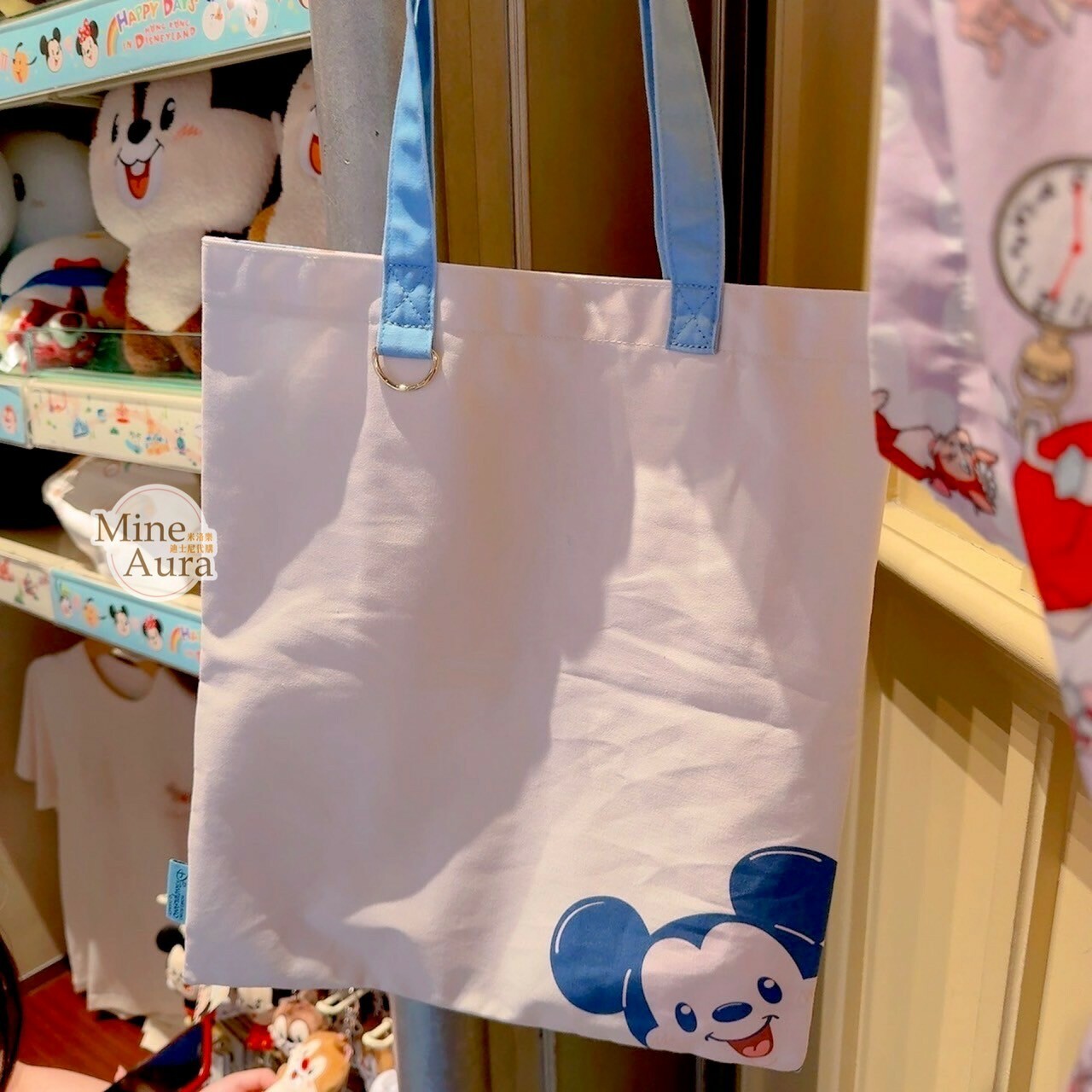 Happy Days 系列 米奇 Mickey 好友集合 格子圖案 手提 肩背 帆布袋 帆布包 -香港迪士尼樂園