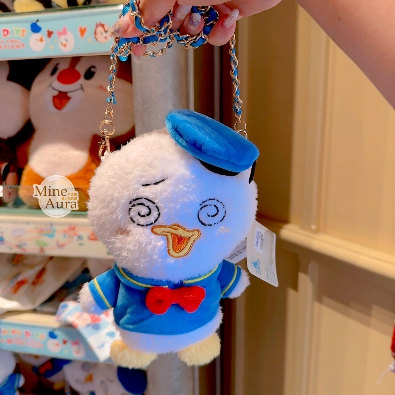 Happy Days 系列 唐老鴨 Donald 眼花表情 絨毛 娃娃 造型 斜背 小包 -香港迪士尼樂園