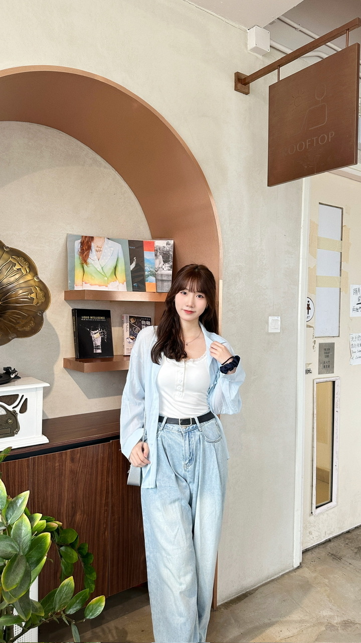P0110｜韓系超軟感洗水牛仔長褲 (附皮帶)