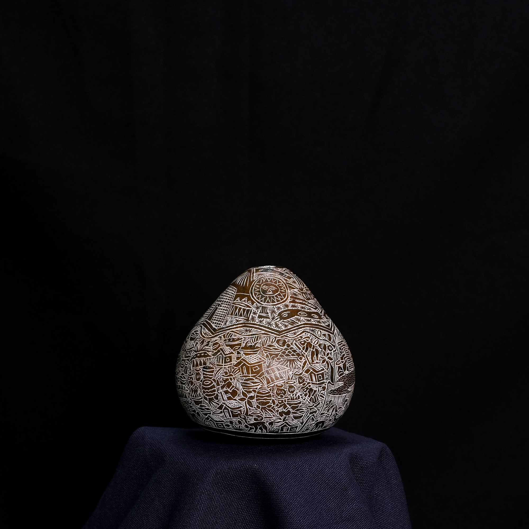 萬卡約葫蘆雕刻｜印加日月 02｜秘魯