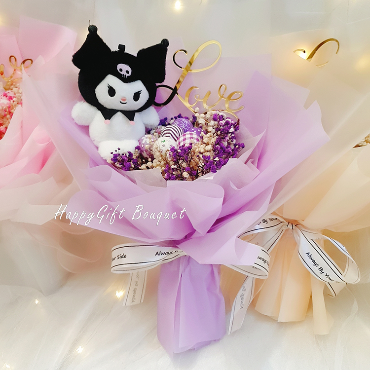 庫洛米手工布藝金莎棒棒糖花束,Handmade fabric Ferrero Rocher Lollipop Bouquet