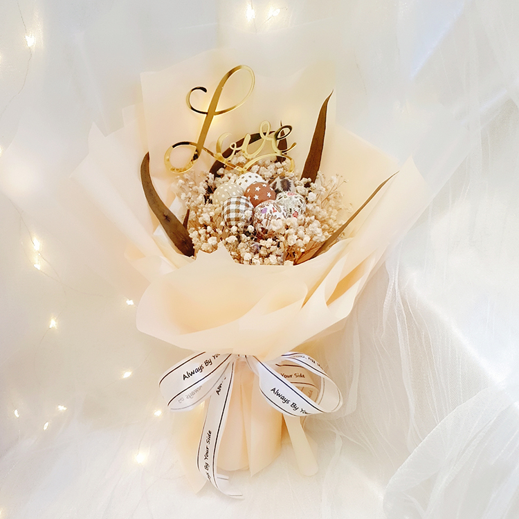 手工布藝金莎棒棒糖花束,Handmade fabric Ferrero Rocher Lollipop Bouquet