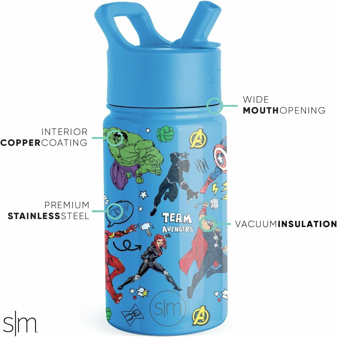 美國 Simple Modern 不鏽鋼吸管保溫水壺 - Avengers
