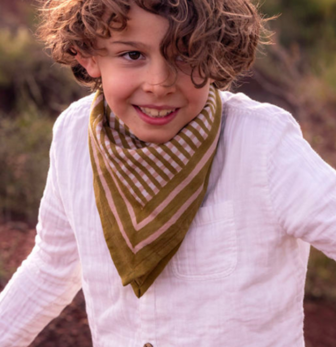 泰拉格紋-卡其綠杏粉雙色| 領巾