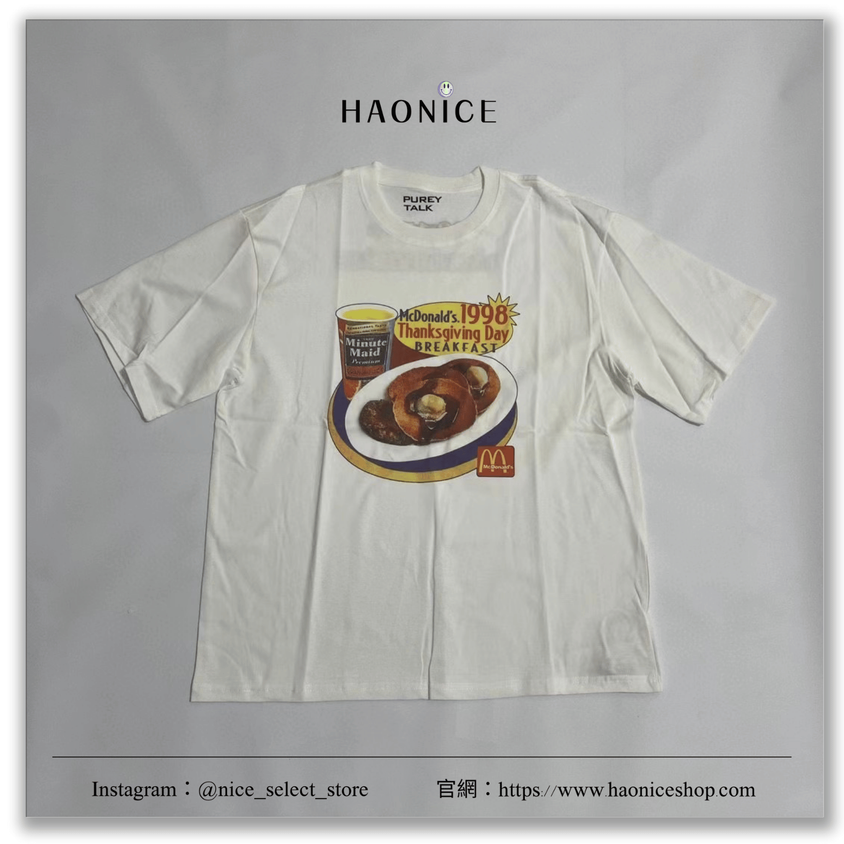 【NICE 歐美日韓代購】24SS夏季新品🔥潮牌🔥Purey 感恩節1998早餐 短袖 短T麥當勞 鬆餅