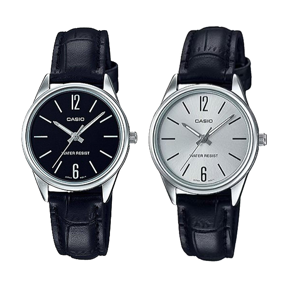 【CASIO 卡西歐】LTP-V005L 俐落簡潔 清晰輕巧 商務時尚 古典紳士 皮革錶帶 對錶 腕錶 手錶