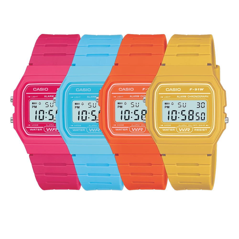 【CASIO 卡西歐】CASIO手錶 電子錶 復古錶款 碼錶手錶 計時手錶 鬧鈴錶 國軍錶 F-91WC