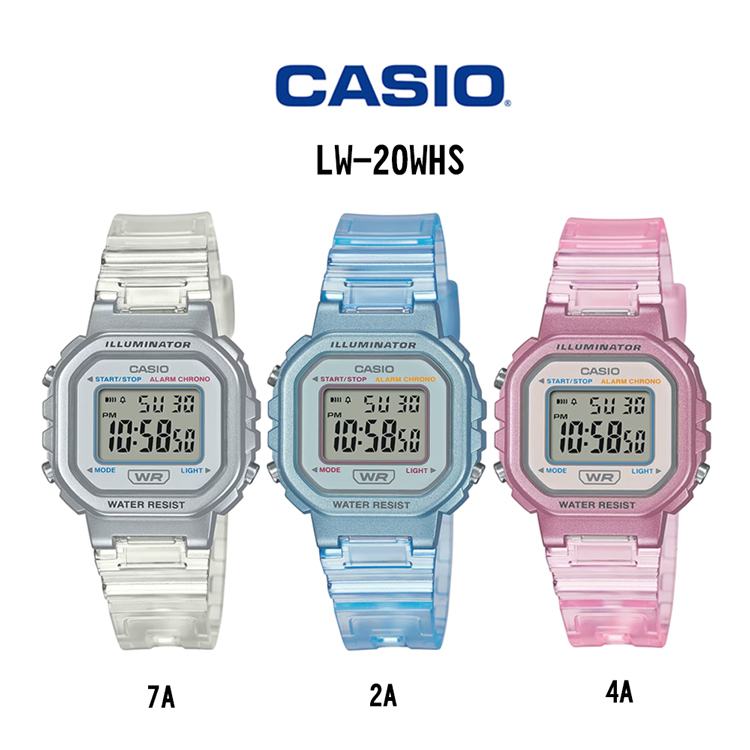 【CASIO 卡西歐】CASIO手錶 卡西歐女錶 電子錶 方框錶 果凍錶 學生錶 LA-20WHS