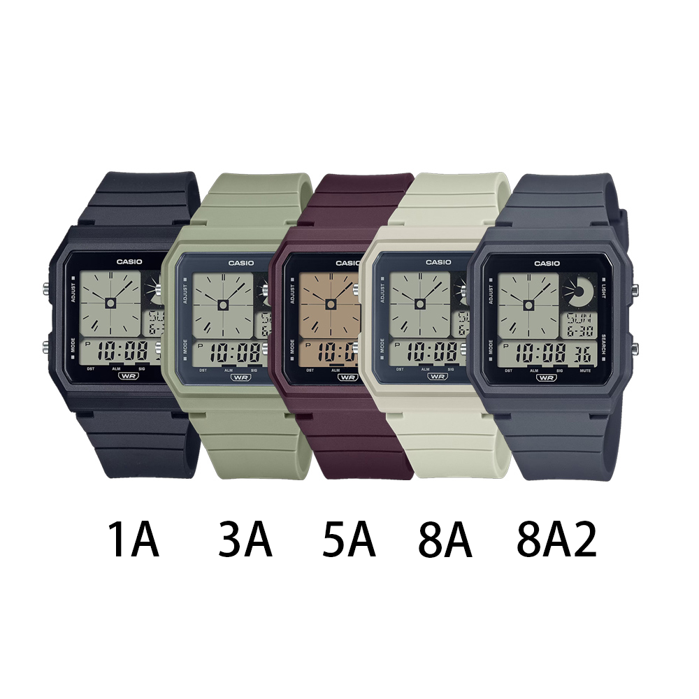 【CASIO 卡西歐】CASIO手錶 指針錶 數位錶 雙錶面 方形錶 中性錶 卡西歐方形錶 LF-20W