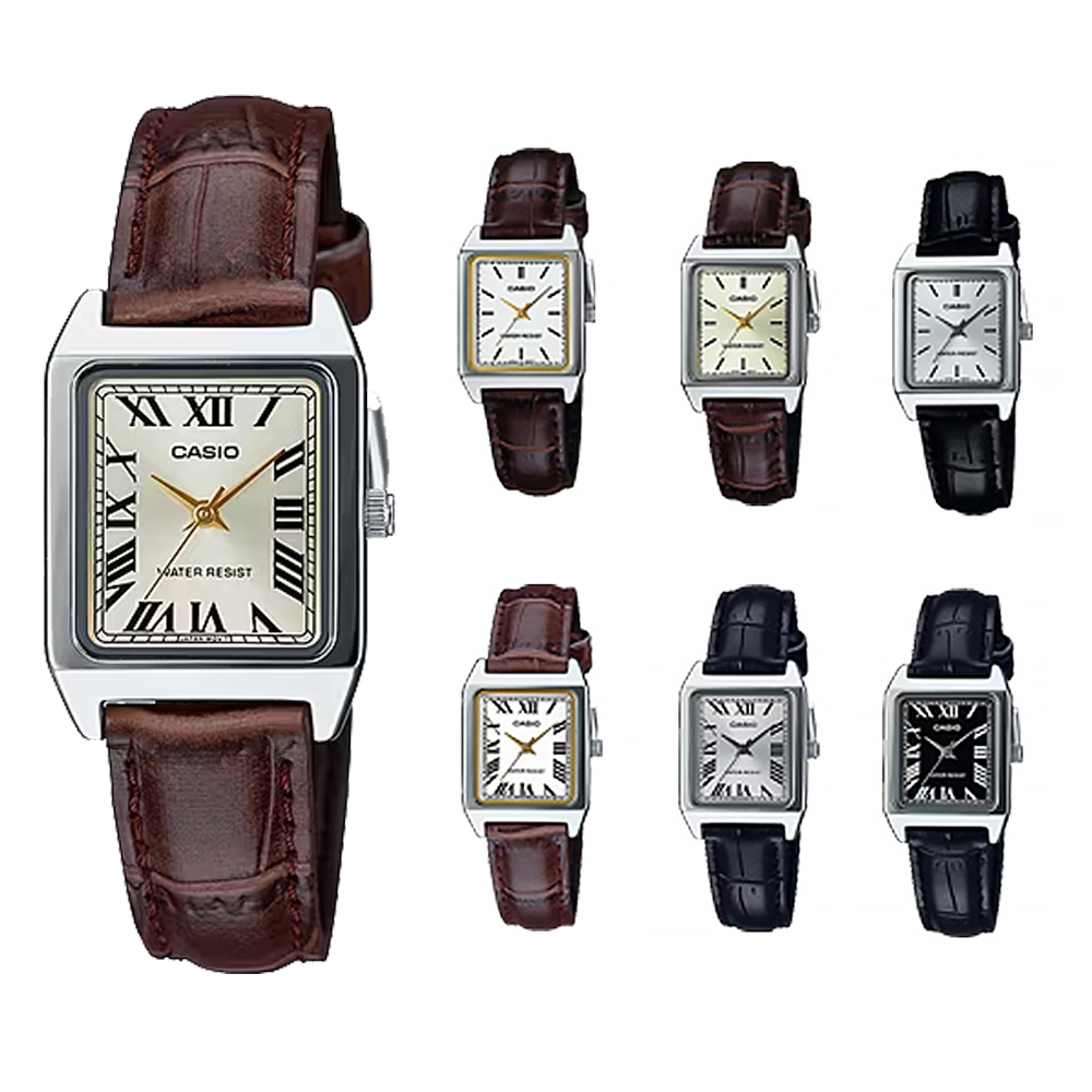 【CASIO 卡西歐】LTP-V007L 文青時尚 復古簡約 無字羅馬字 方形指針 小款對錶 女錶