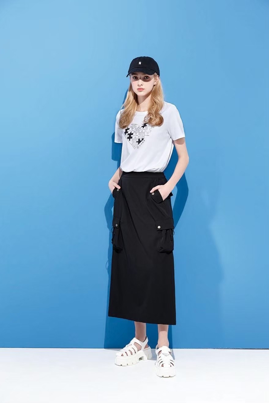 韓潮風個性工裝多口袋造型時尚修身鉛筆裙U6681