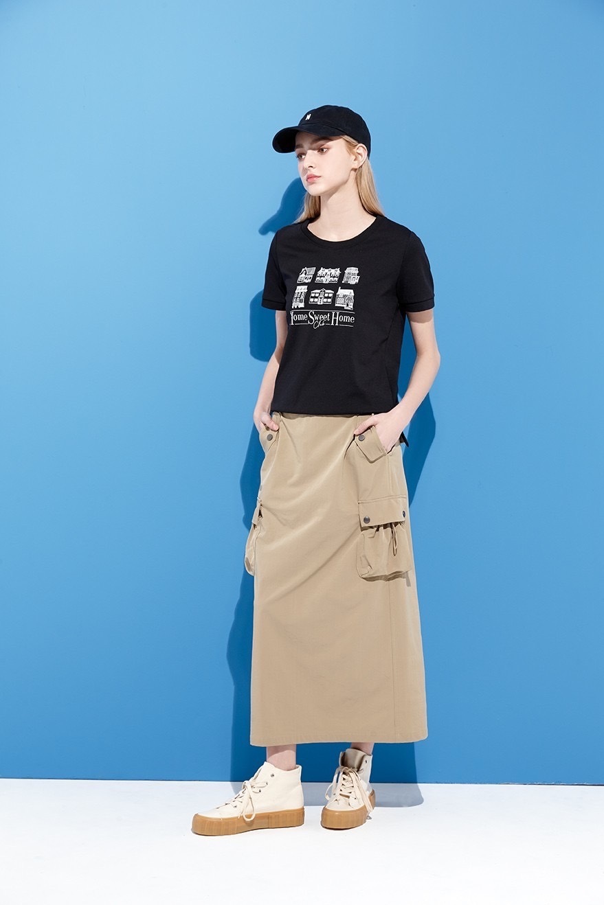 韓潮風個性工裝多口袋造型時尚修身鉛筆裙U6681