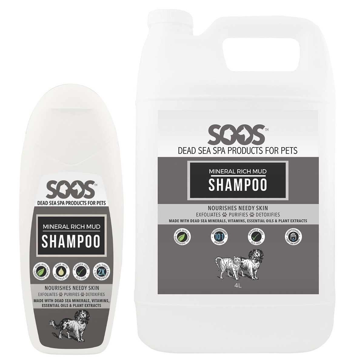 SOOS豐富死海礦物泥洗毛沖涼液 （貓狗適用）250ml/4L