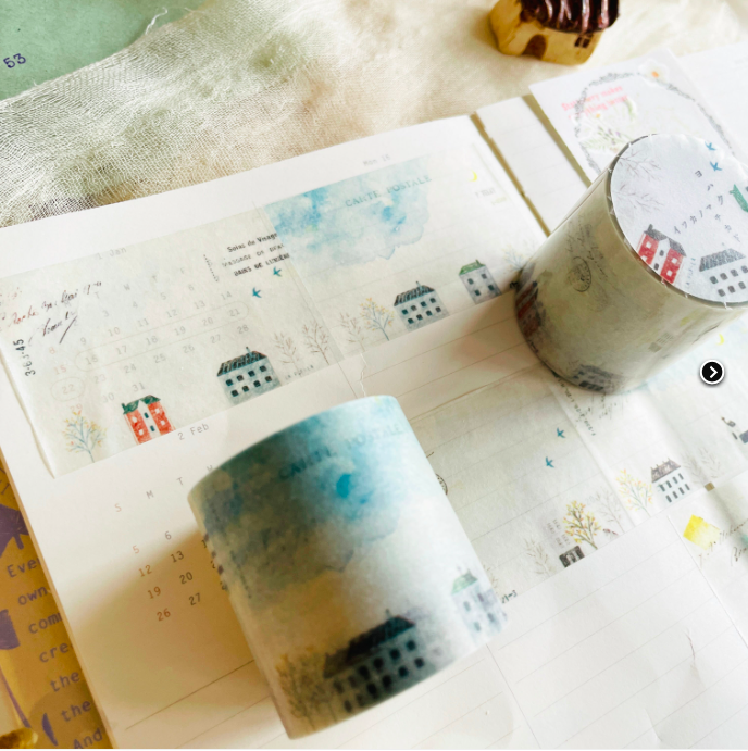 城鎮 捲狀便利貼 描圖紙貼紙 R-005｜日本 yohaku