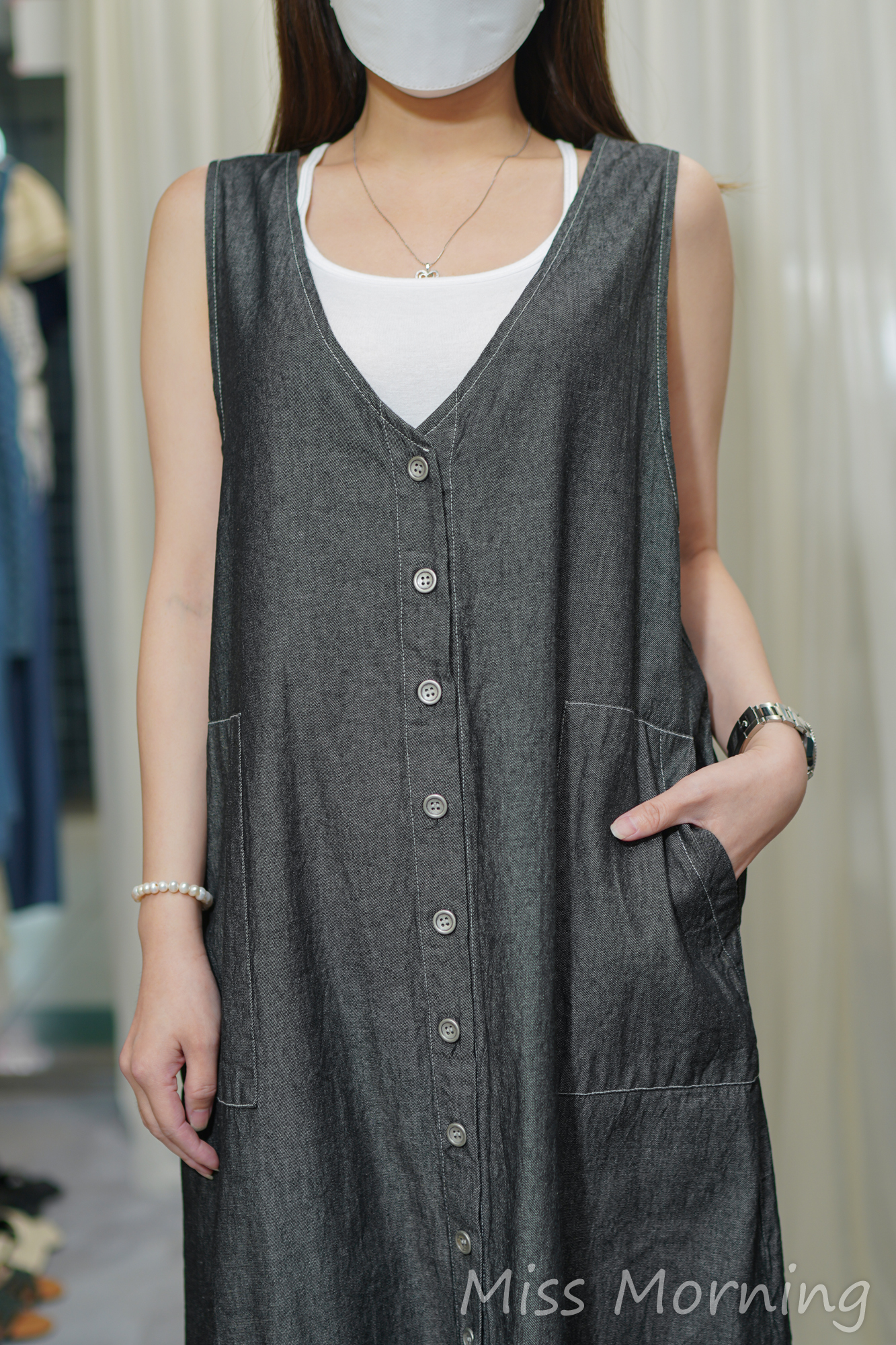 背心款牛仔連身裙(14009)