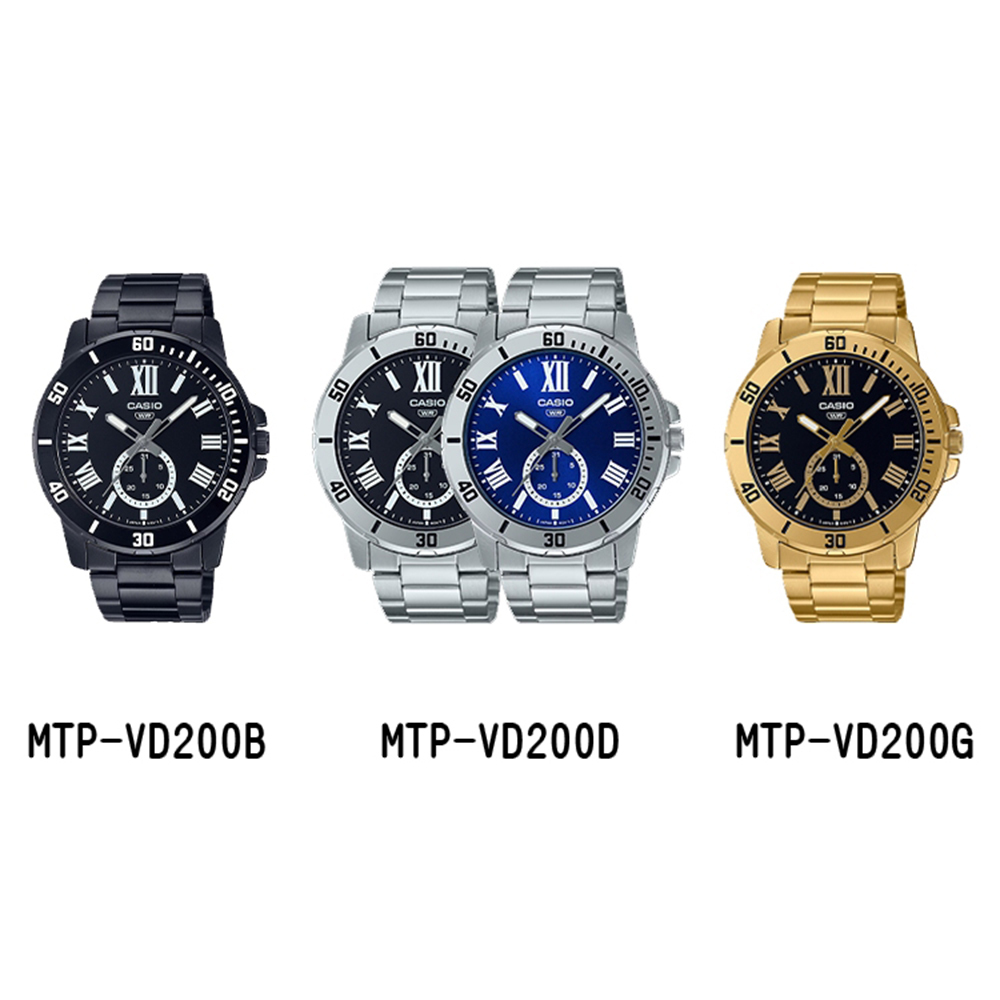 【CASIO 卡西歐】 MTP-VD200B MTP-VD200D MTP-VD200G 紳士商務 腕錶 手錶