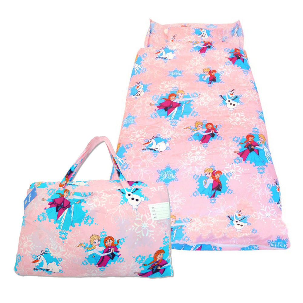 MIT台灣製卡通圖樣幼教兒童睡袋組- 冰雪奇緣-粉色
