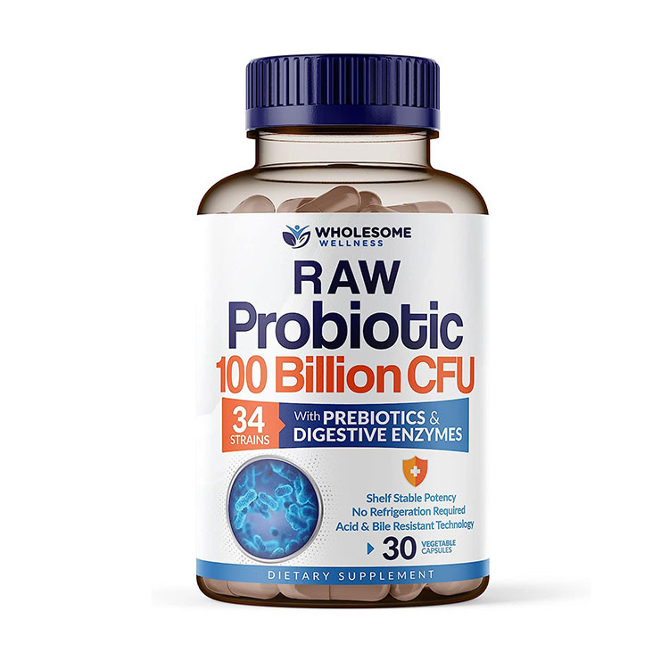 Wholesome Wellness Raw Probiotics 100 Billion CFUs ,30 Veg Capsules