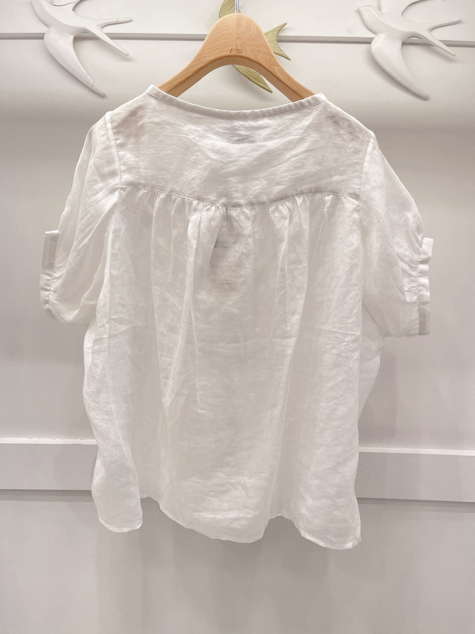 麻料V領寬版上衣