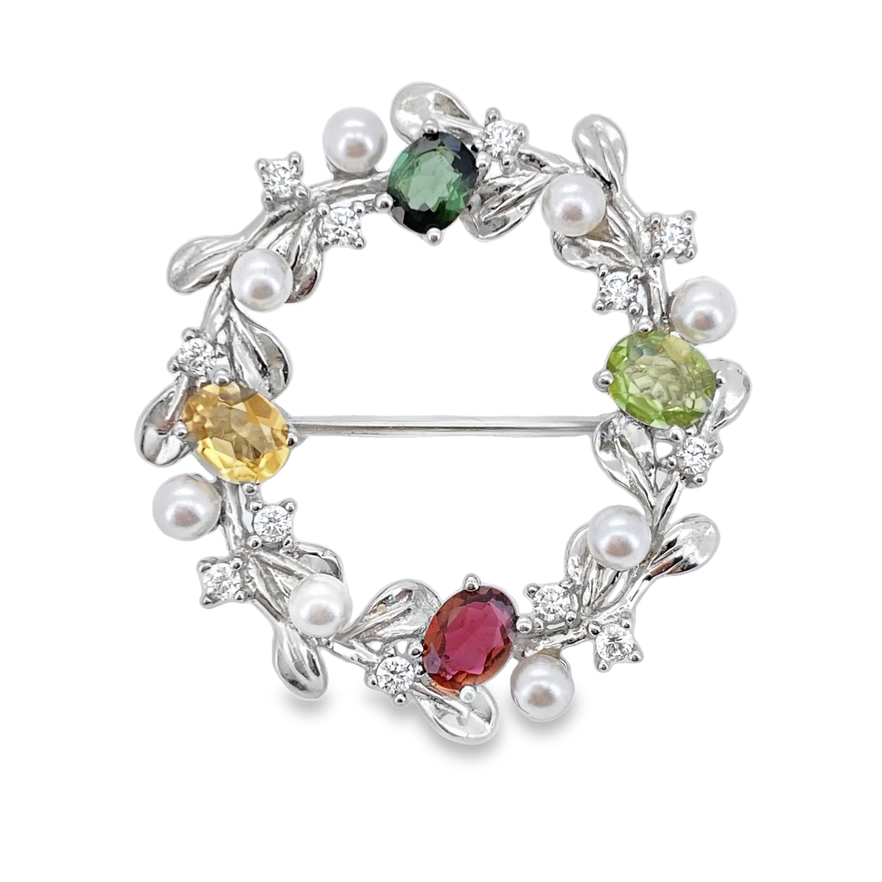 T119碧璽花圈胸針