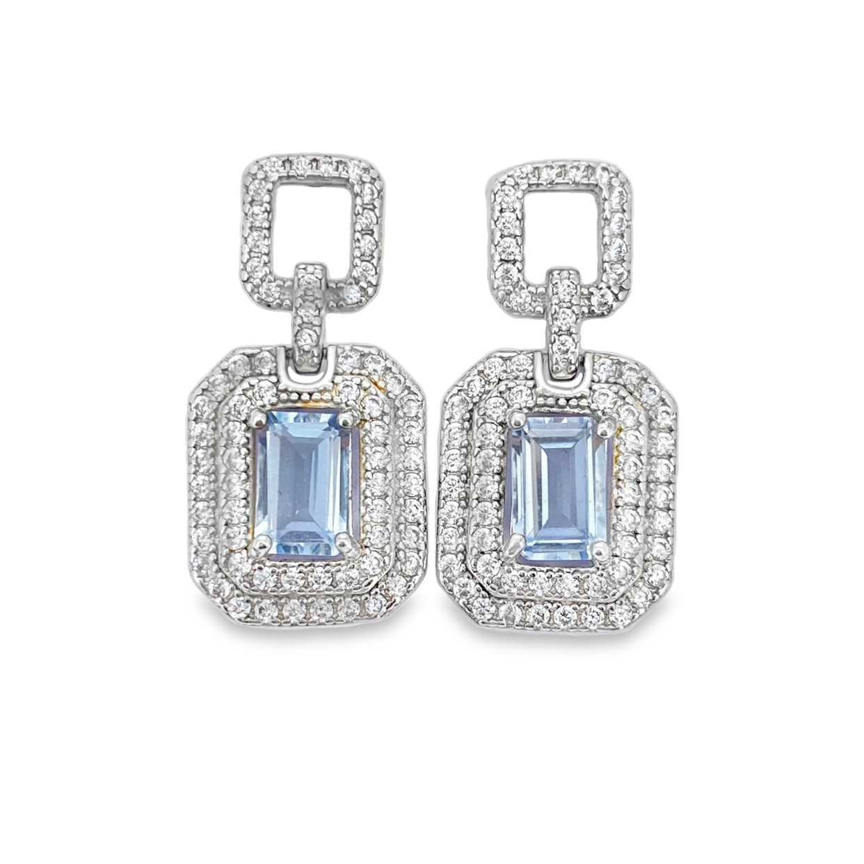 T399海水藍寶滿鋯石耳環