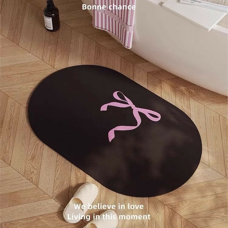 《4393》簡約蝴蝶結速乾地墊((硅藻泥))