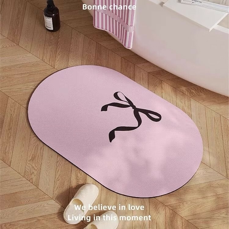 《4393》簡約蝴蝶結速乾地墊((硅藻泥))