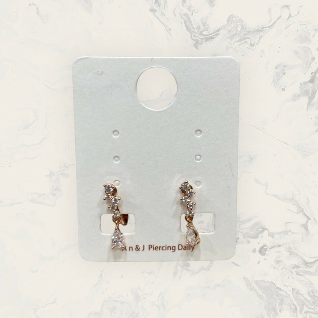 韓國直送-夾式 鋸齒排列小鋯吊水滴鋯 鍍14K