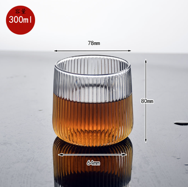 熱賣【1個】玻璃酒杯水杯（貨號：1號豎紋杯）