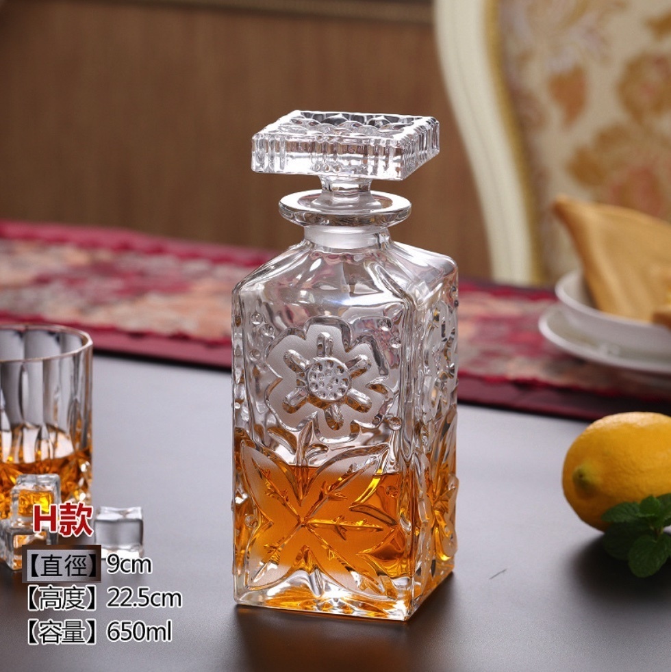 爆款歐式水晶玻璃酒瓶酒壺密封紅酒醒酒器 酒樽 飲料瓶 飲料儲存瓶空瓶（8號酒瓶-【2個裝】）