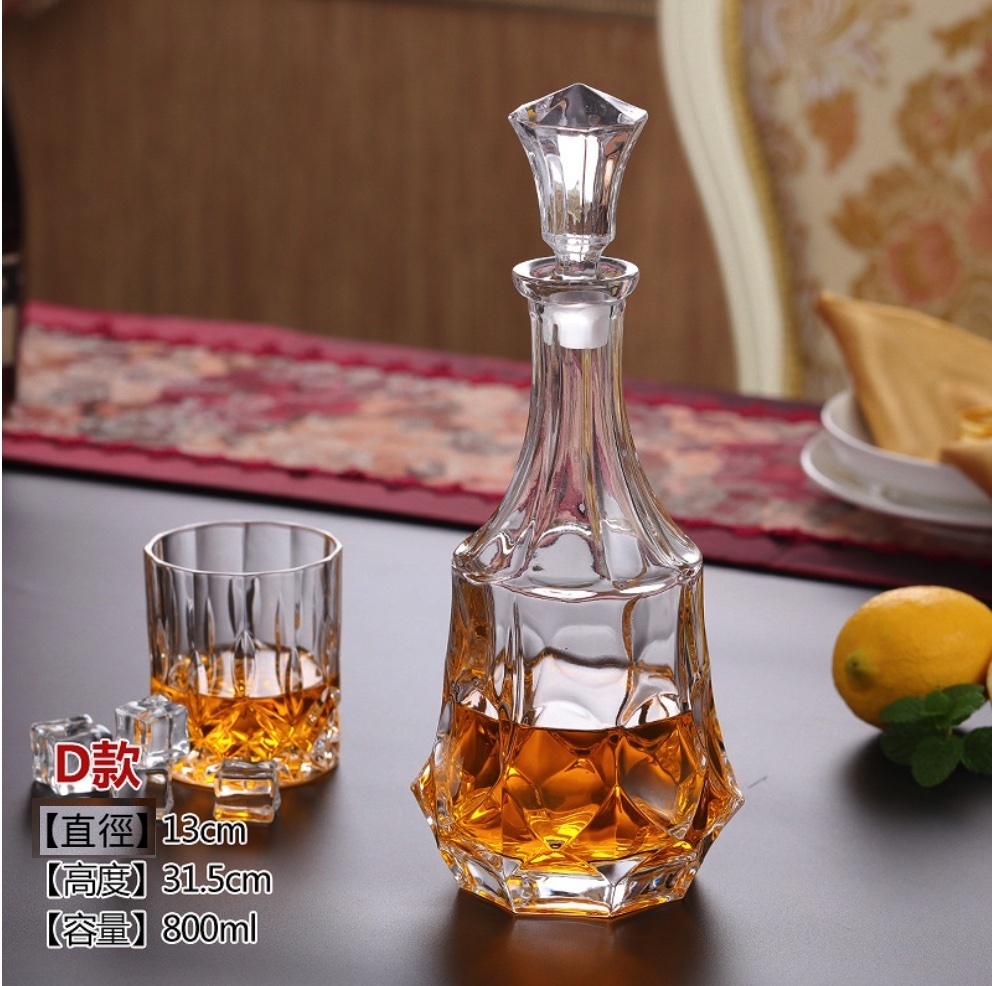 爆款歐式水晶玻璃酒瓶酒壺密封紅酒醒酒器 酒樽 飲料瓶 飲料儲存瓶空瓶（4號酒瓶-【2個裝】）