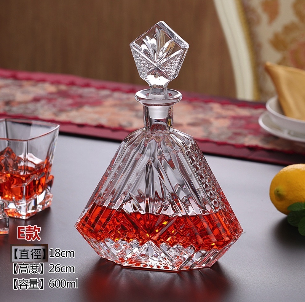 爆款歐式水晶玻璃酒瓶酒壺密封紅酒醒酒器 酒樽 飲料瓶 飲料儲存瓶空瓶（5號酒瓶-【2個裝】）
