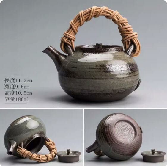 Popular kiln-turned ceramic teapot (Xuyu rattan beam teapot·clear glaze)