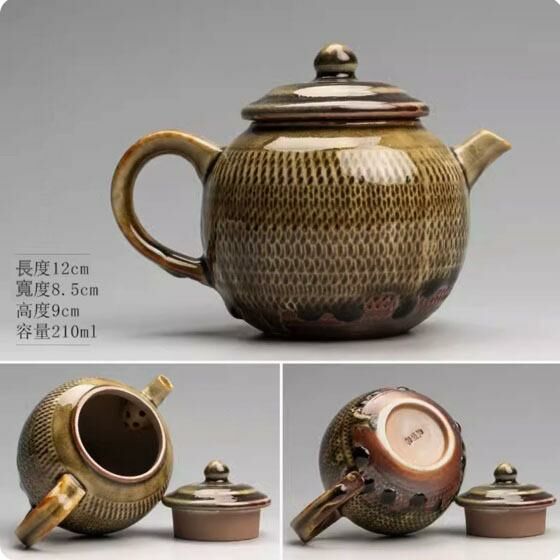 Popular kiln-turned ceramic teapot (flowing glaze jumping knife teapot)