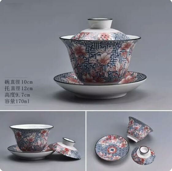Popular Kung Fu Tea Set Tea Bowl (Red Wanfu Covered Bowl)
